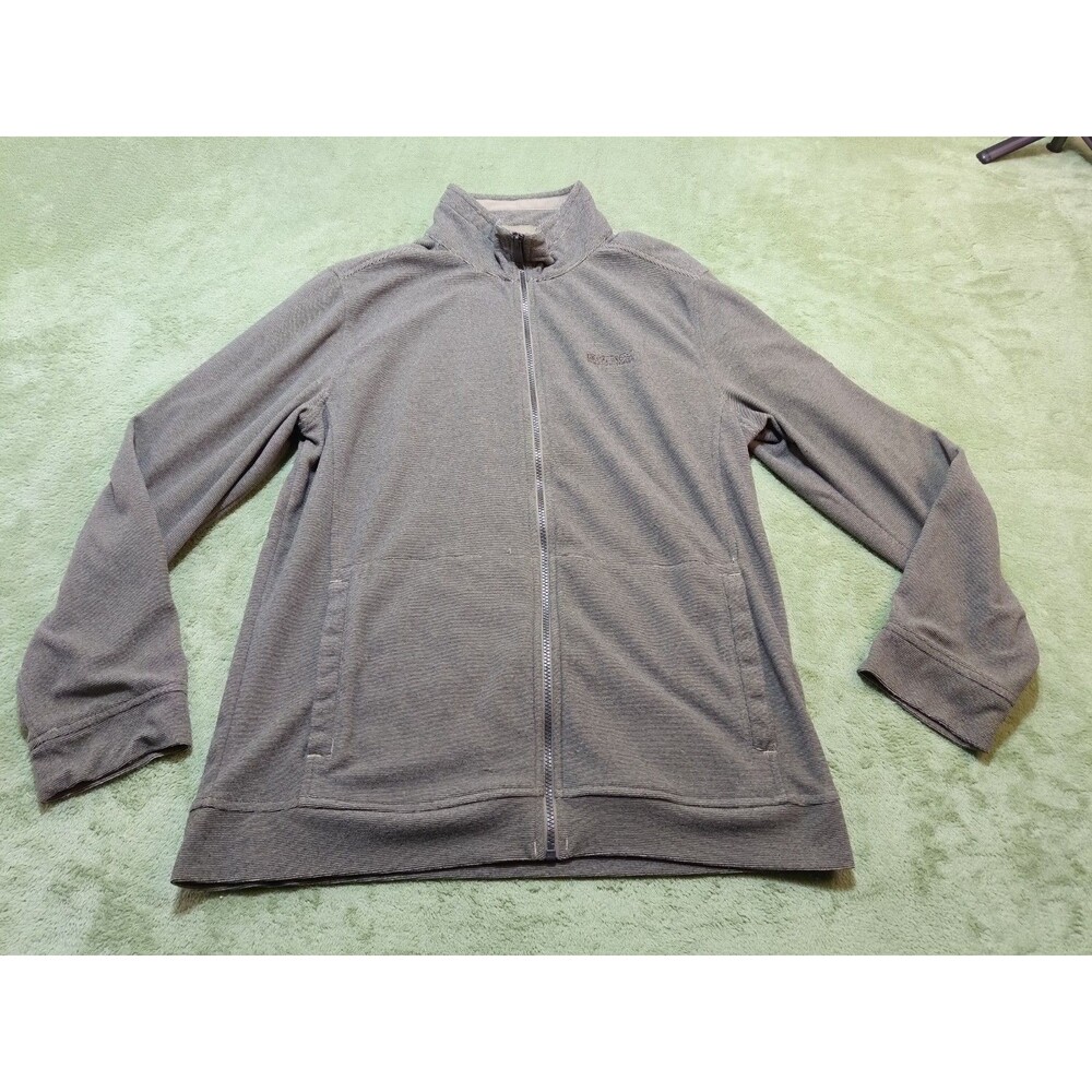 Regatta Great Outdoors Mens L Gray Full Zip Ribbed Fleece Jacket USA 42 Hiking